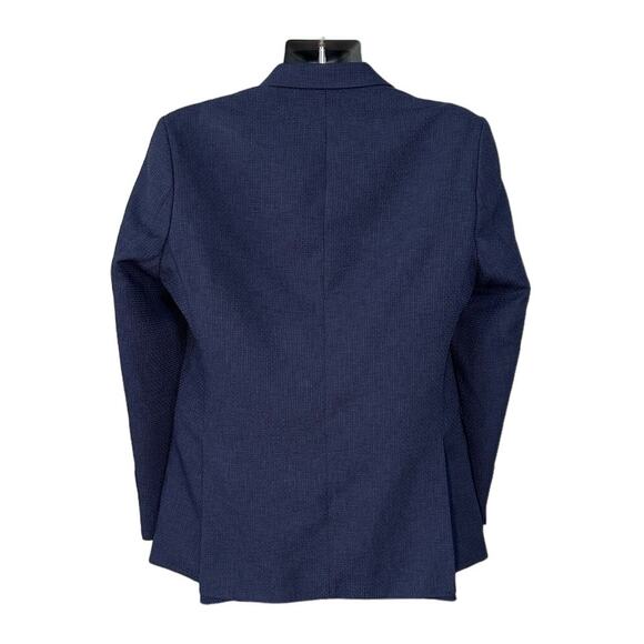 Zegman Navy Blue Textured Two Button Sports Coat Size 50 - Picture 2 of 7